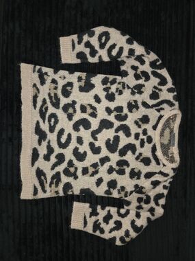 Elsamanda Metallic Beige & Black Crewneck Sweater